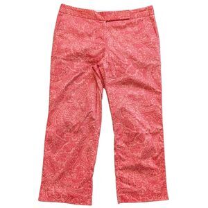 Express Design Studio Womens Coral Pink Orange Paisley Editor Capri Pants Size 8